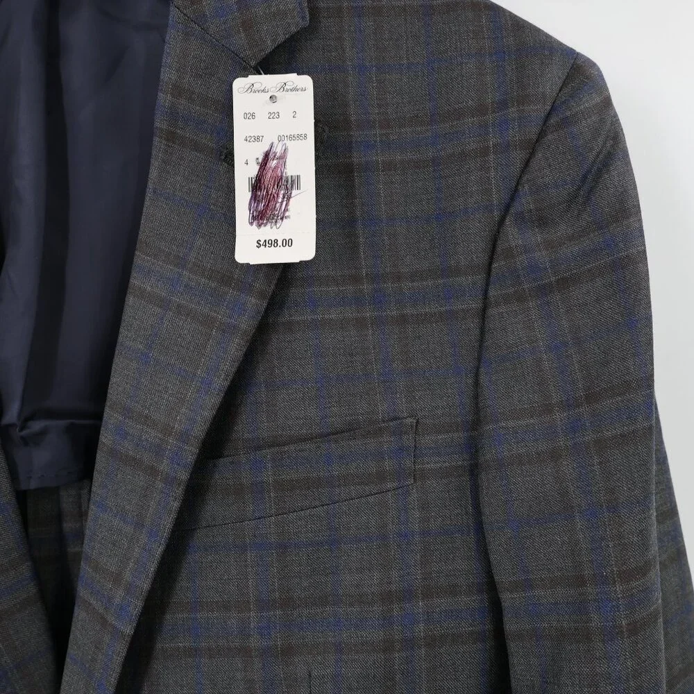 NWT Brooks brothers Sport Coat Mens 40R Regent Zignone Wool notch lapel plaid
